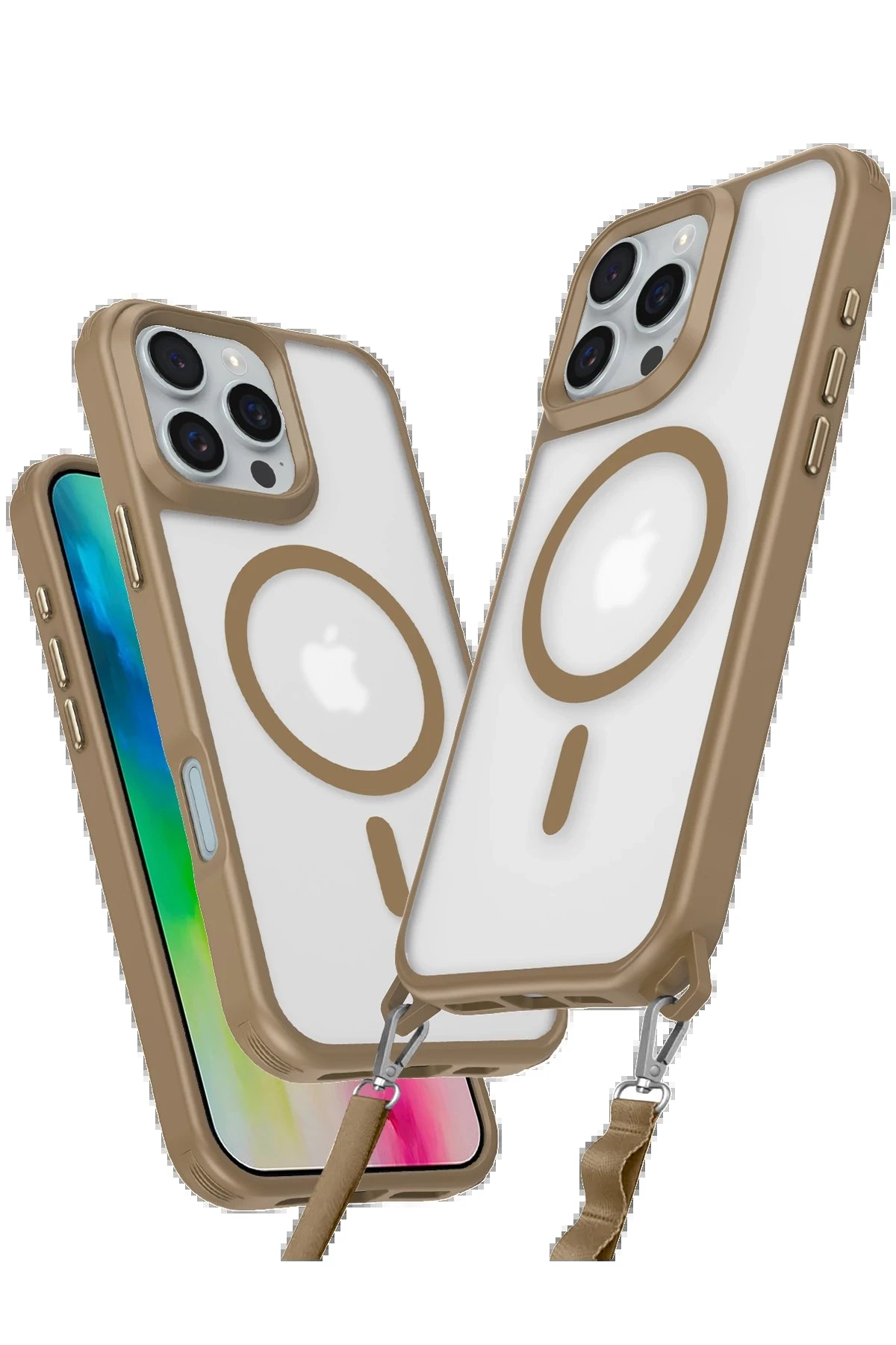 iPhone 16 Pro Kılıf Enka Magsafe Silikon Kılıf - Desert-(5796)