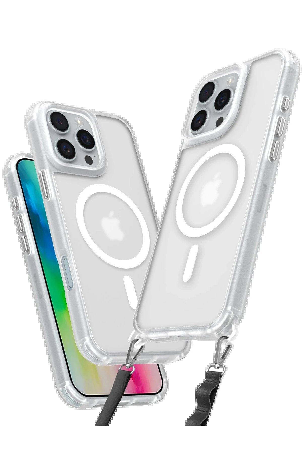 iPhone 16 Pro Max Kılıf Enka Magsafe Silikon Kılıf - Şeffaf-(5796)