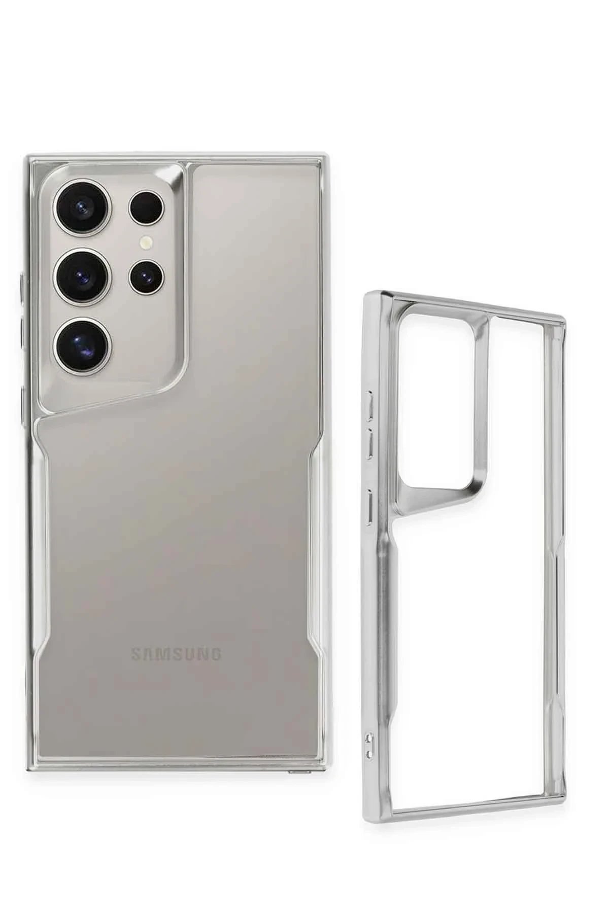 Samsung Galaxy S25 Ultra Kılıf Boyi Silikon Kapak - Gümüş-(5796)