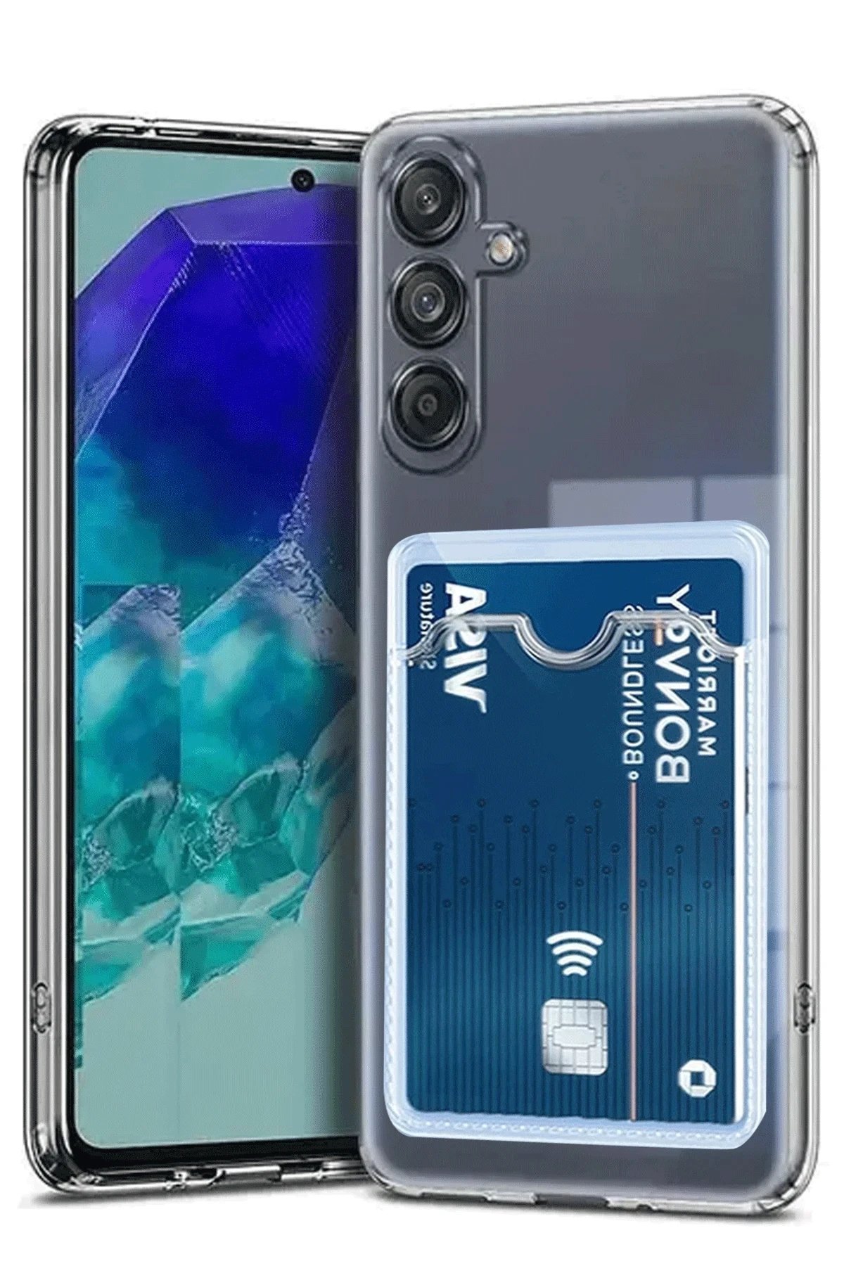 Samsung Galaxy A56 Kılıf Kart Şeffaf Silikon - Şeffaf-(5796)