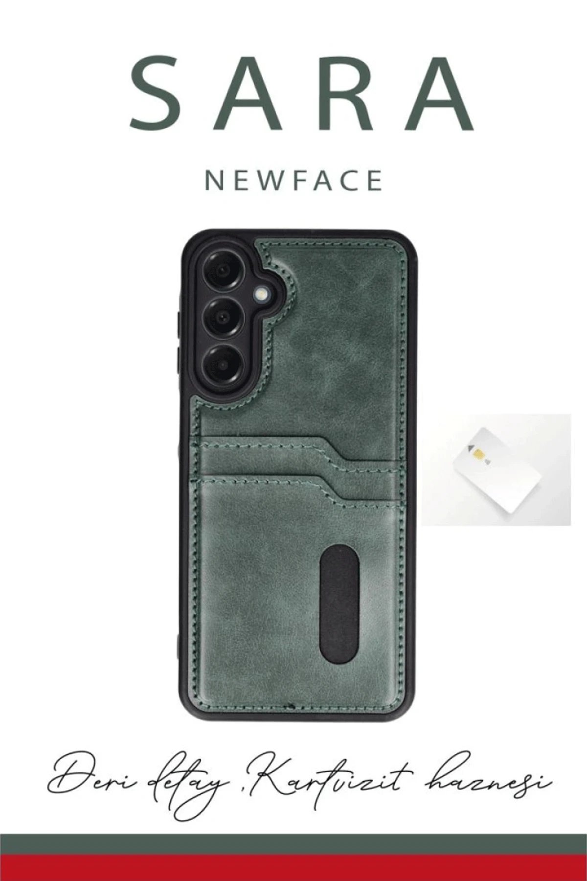 Samsung Galaxy A56 Kılıf Sara Kartvizitli Deri Kılıf - Taba-(5796)