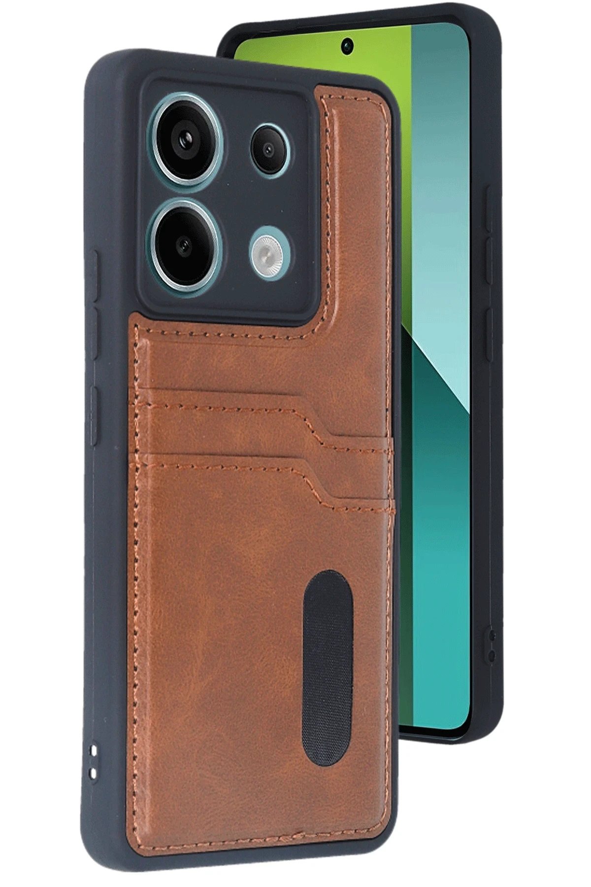 Xiaomi Redmi Note 13 Pro 5G Kılıf Sara Kartvizitli Deri Kılıf - Taba-(5796)