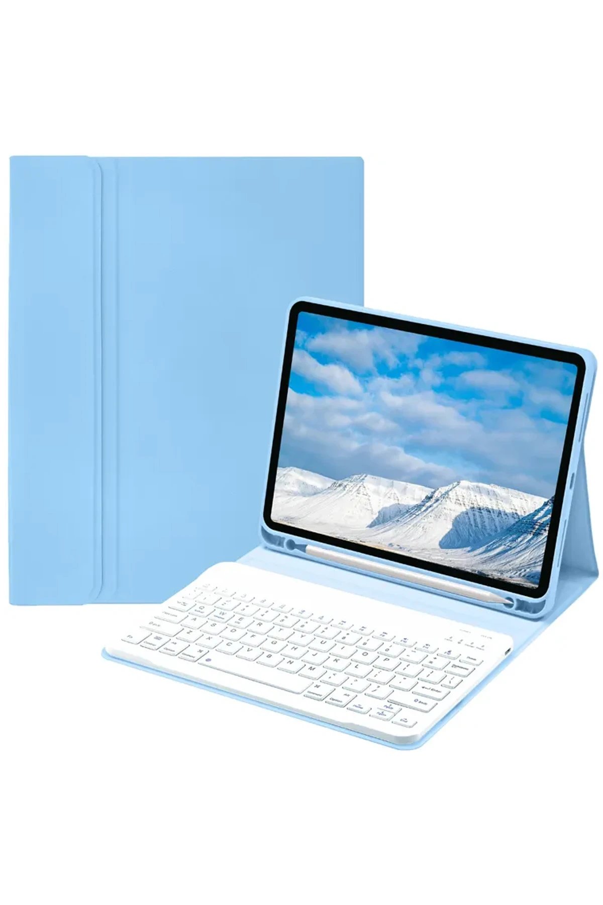 iPad Pro 11 (2022) Kılıf KC01 Smart Klavyeli Tablet Kılıfı - Açık Mavi-(5796)