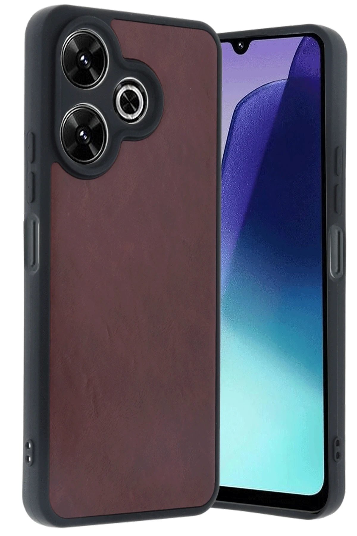 Xiaomi Redmi 13 4G Kılıf Aras Deri Kapak - Bordo-(5796)
