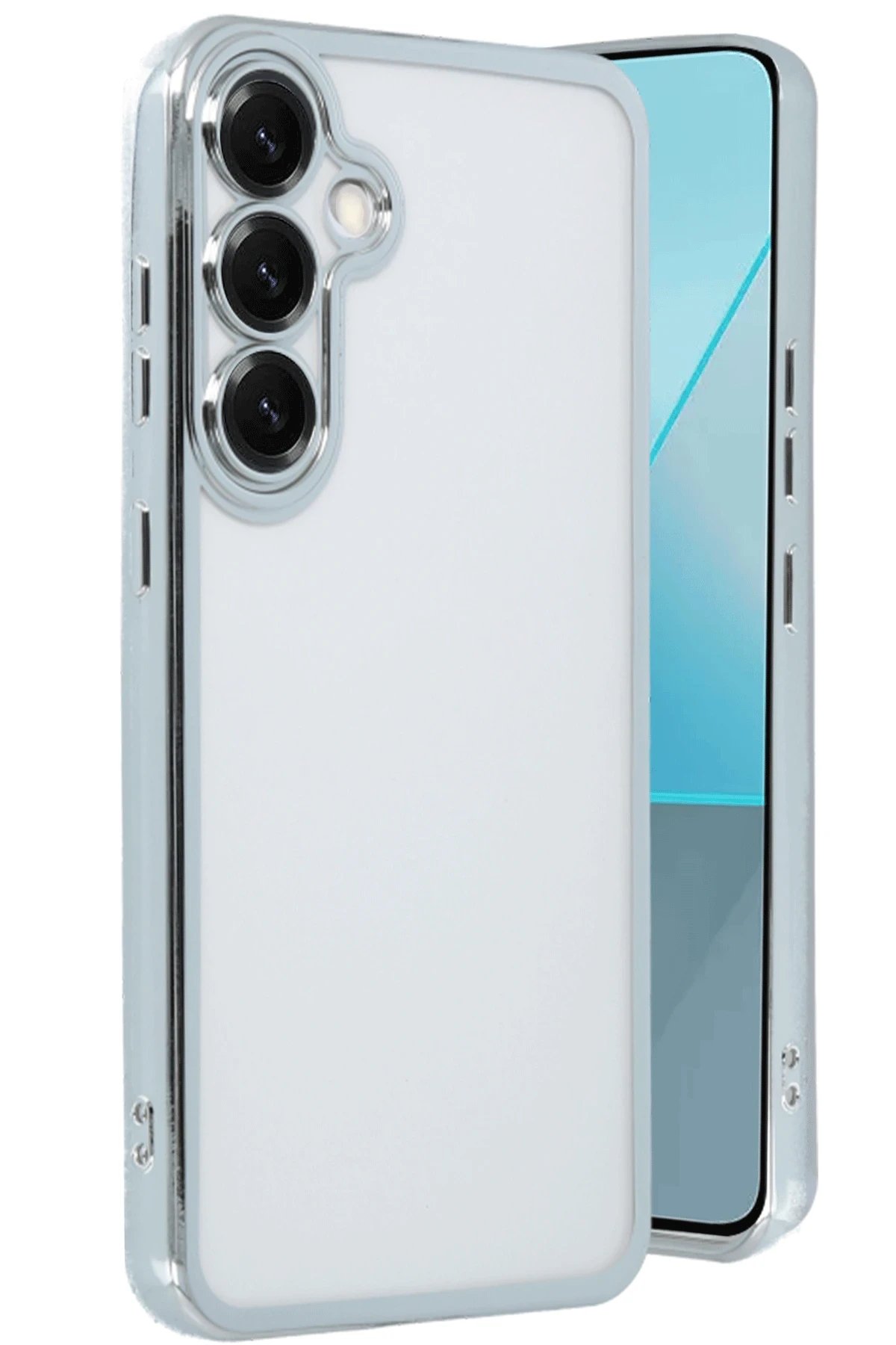 Samsung Galaxy S25 Plus Kılıf Lensli Silikon - Gümüş-(5796)