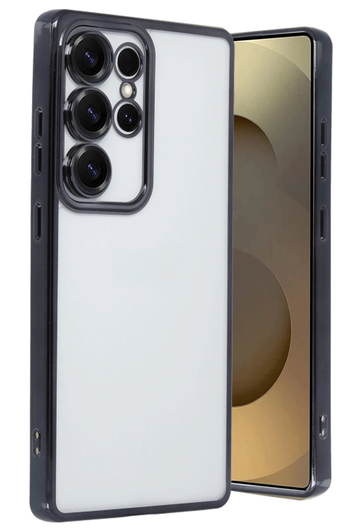 Samsung Galaxy S25 Ultra Kılıf Lensli Silikon - Siyah-(5796)