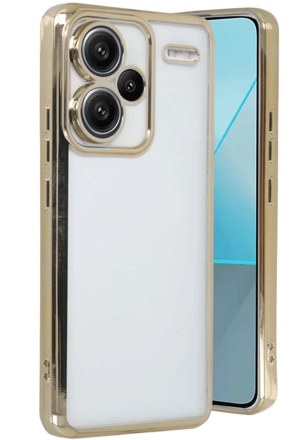 Xiaomi Redmi Note 13 Pro Plus Kılıf Lensli Silikon - Gold-(5796)