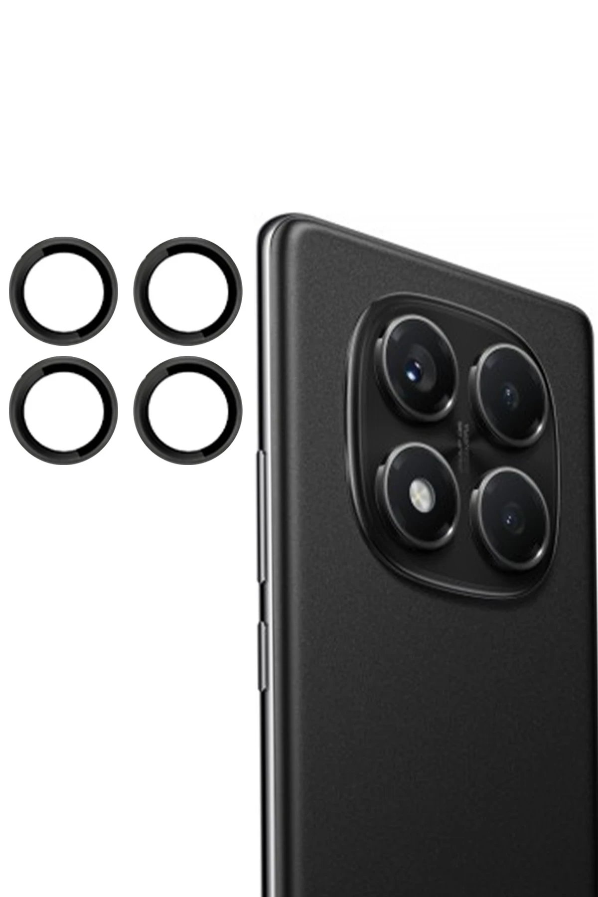 Xiaomi Redmi Note 14 Pro 4G PVD Metal Kamera Lens - Siyah-(5796)