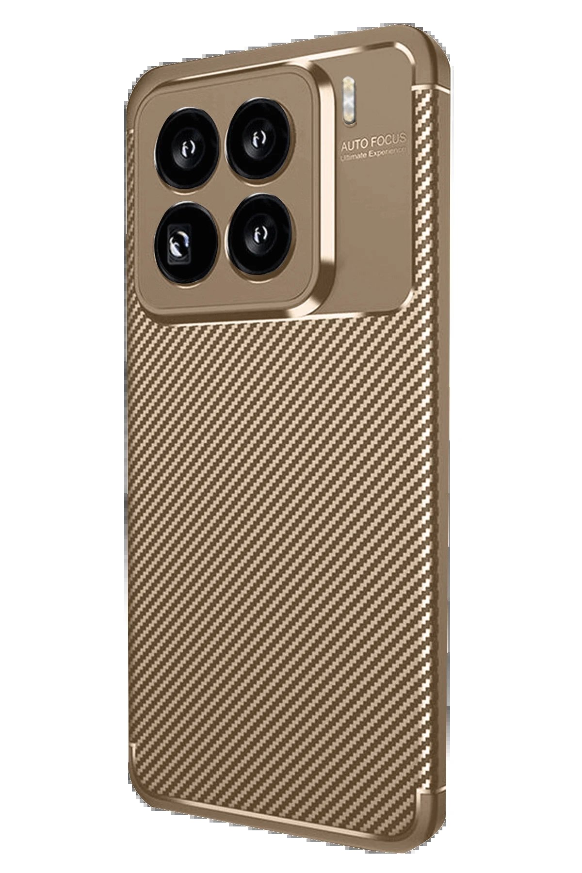 Xiaomi Mi 15 Pro Kılıf Auto Focus Karbon Kapak - Kahverengi-(5796)