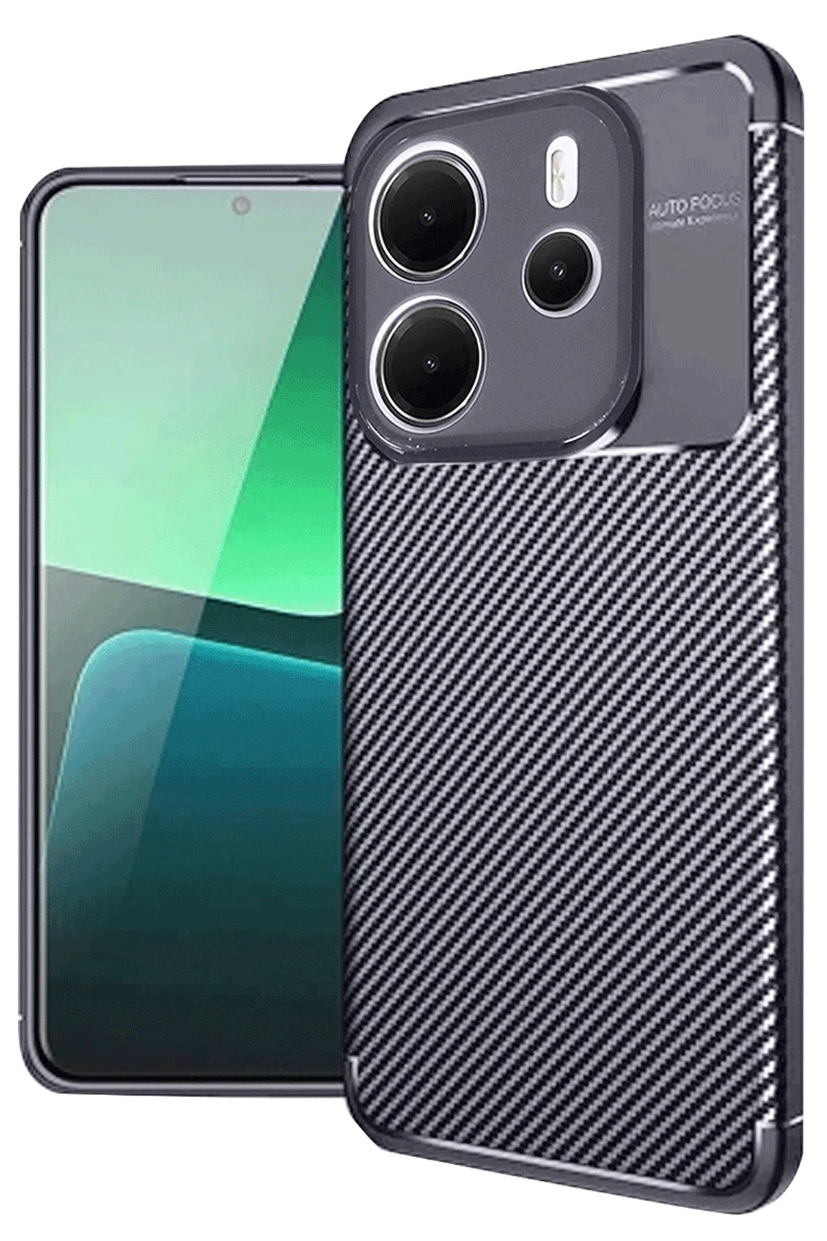 Xiaomi Redmi Note 14 4G Kılıf Auto Focus Karbon Kapak - Lacivert-(5796)