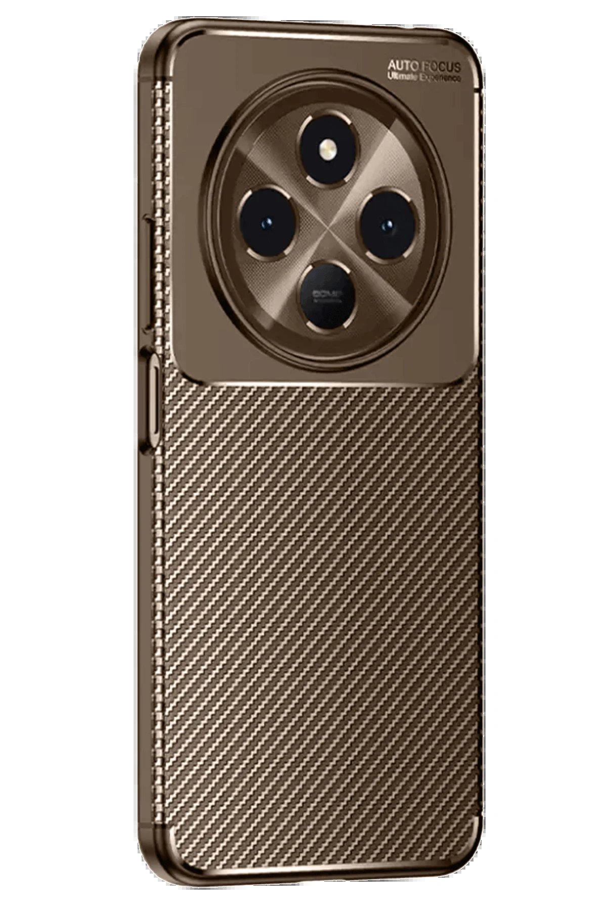 Tecno Spark 30C Kılıf Auto Focus Karbon Kapak - Kahverengi-(5796)