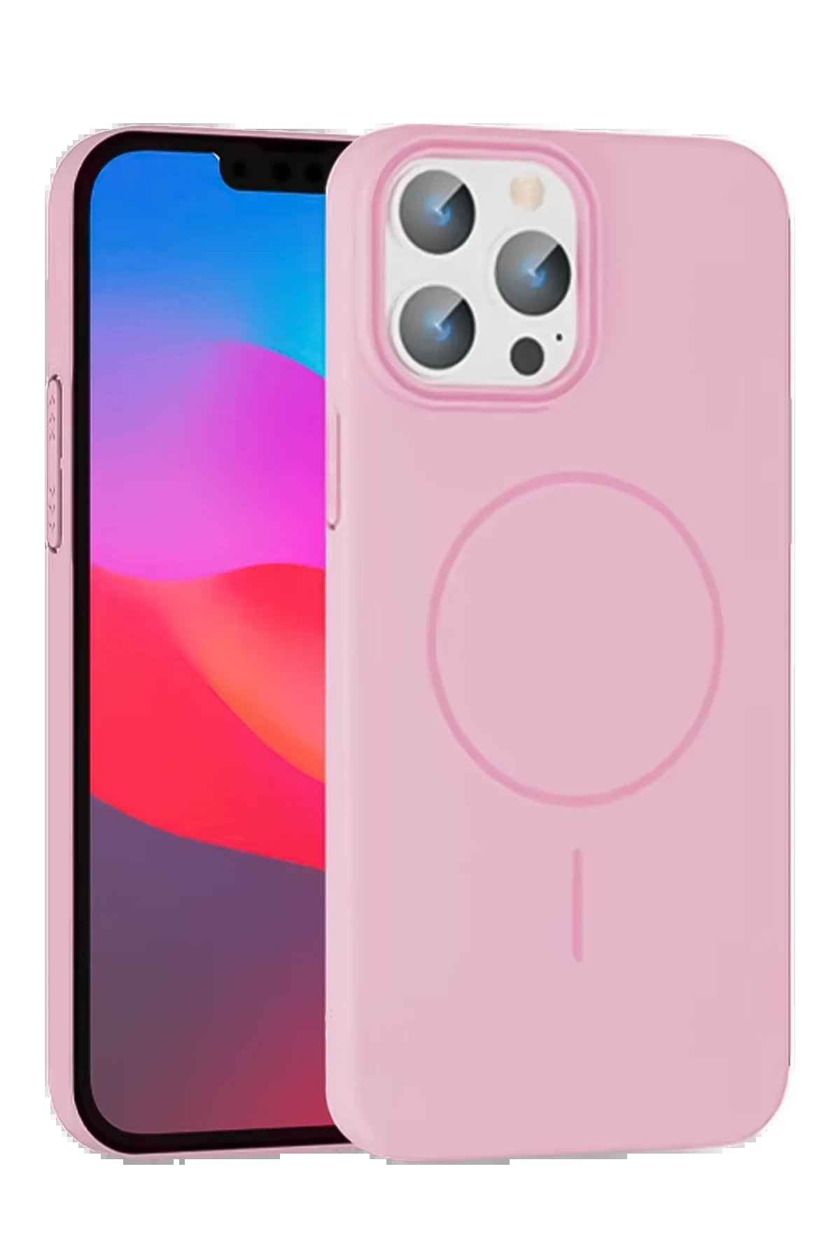 iPhone 14 Pro Max Broş Magsafe Kapak - Pembe-(5796)