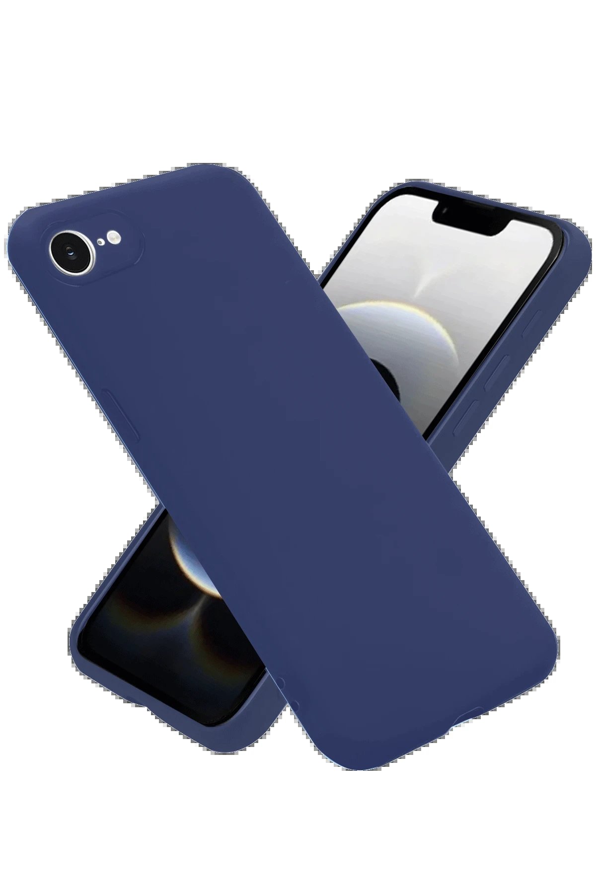 iPhone 16E Kılıf Nano içi Kadife Silikon - Lacivert-(5796)