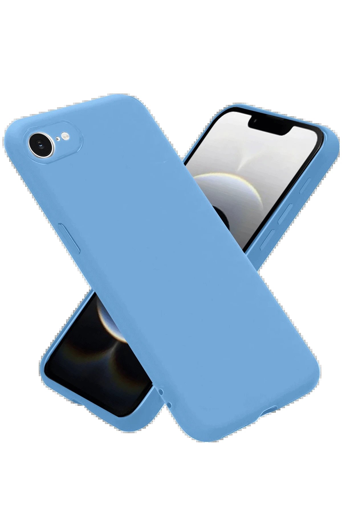 iPhone 16E Kılıf Nano içi Kadife Silikon - Mavi-(5796)