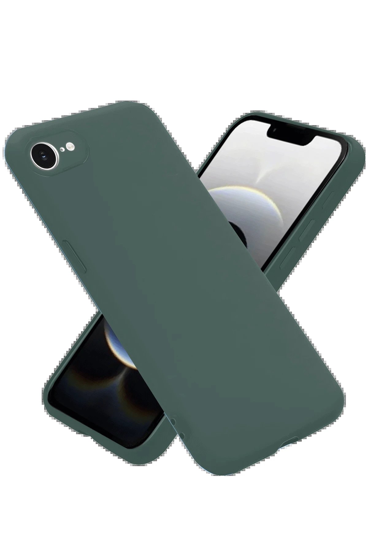 iPhone 16E Kılıf Nano içi Kadife Silikon - Koyu Yeşil-(5796)