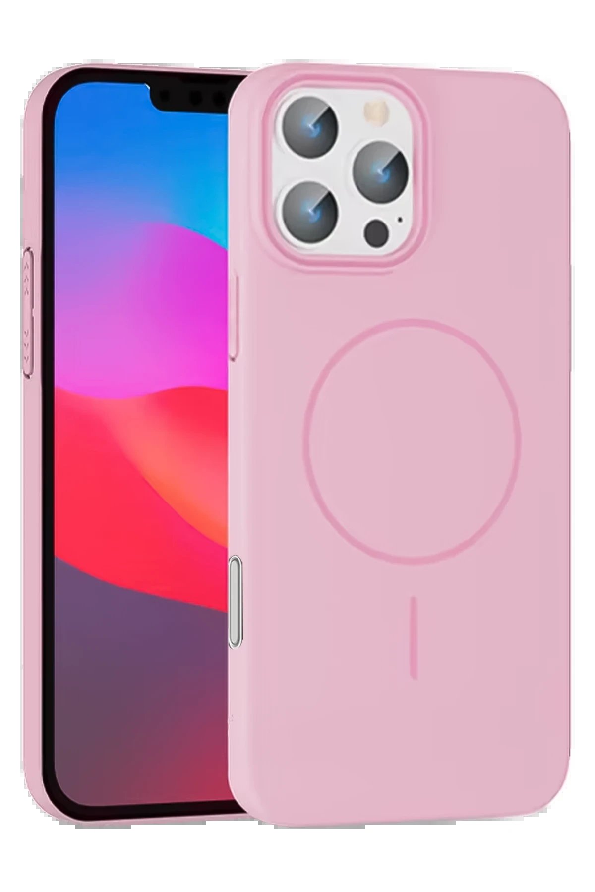 iPhone 16 Pro Broş Magsafe Kapak - Pembe-(5796)