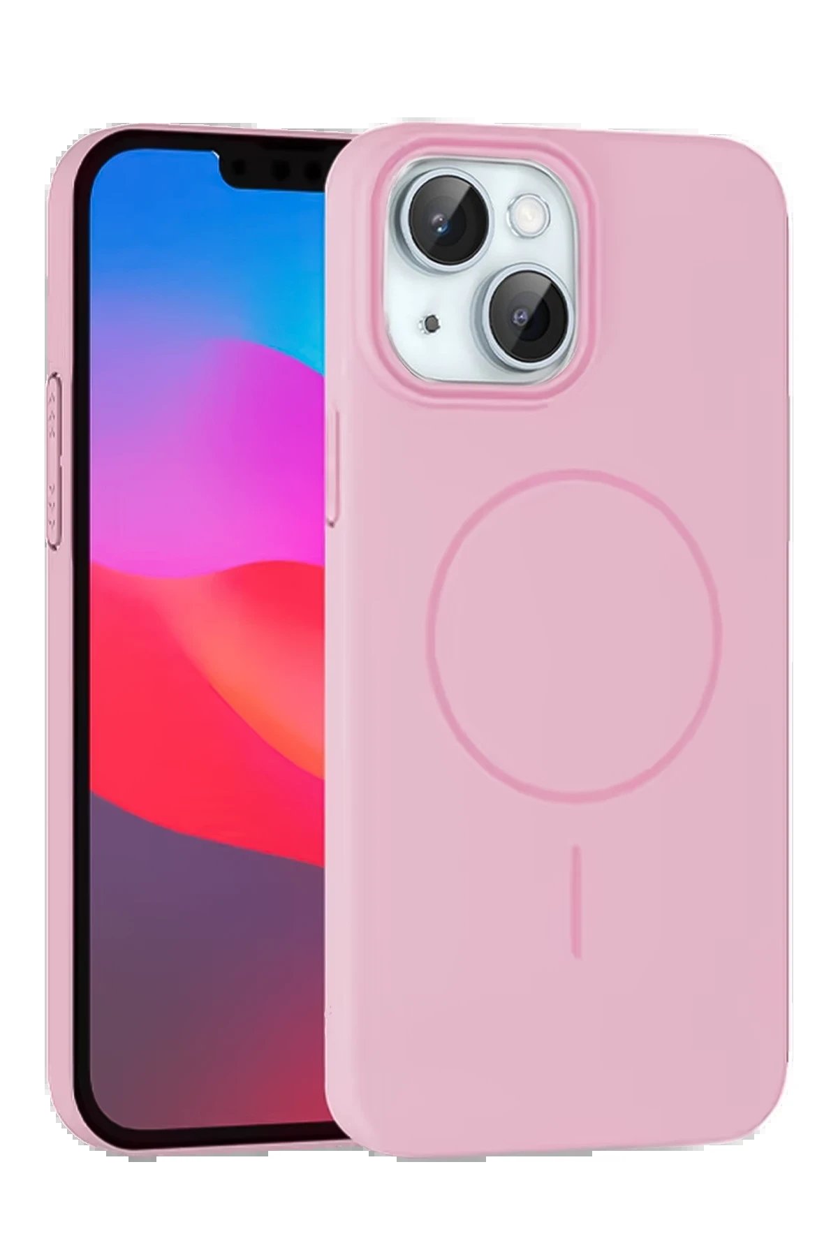 iPhone 15 Plus Broş Magsafe Kapak - Pembe-(5796)