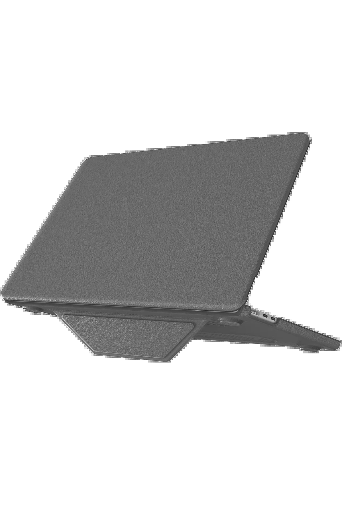 Macbook Air 15 2024 Macbook Deri Kapak - Gri-(5796)