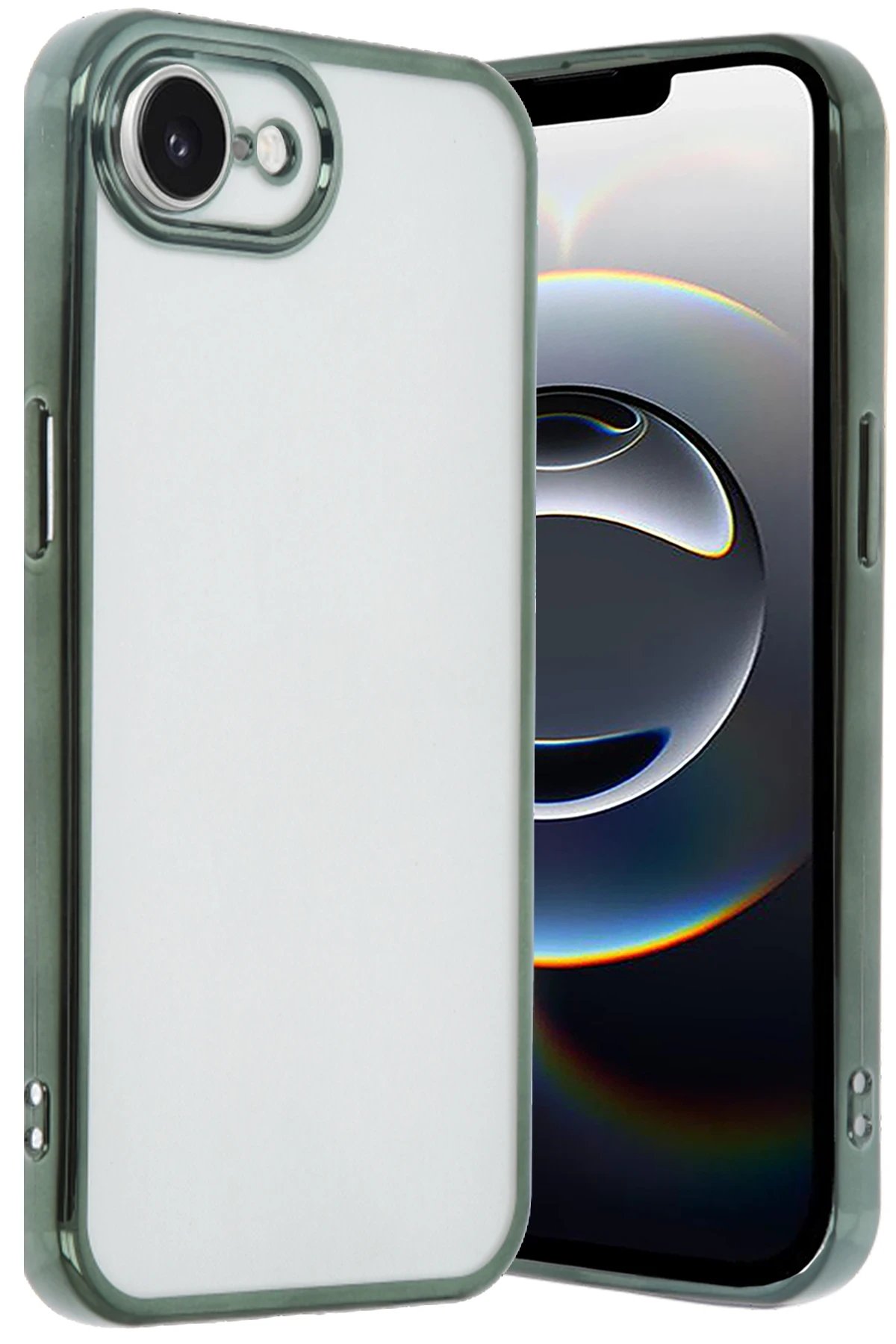 iPhone 16E Kılıf Lensli Silikon - Yeşil-(5796)