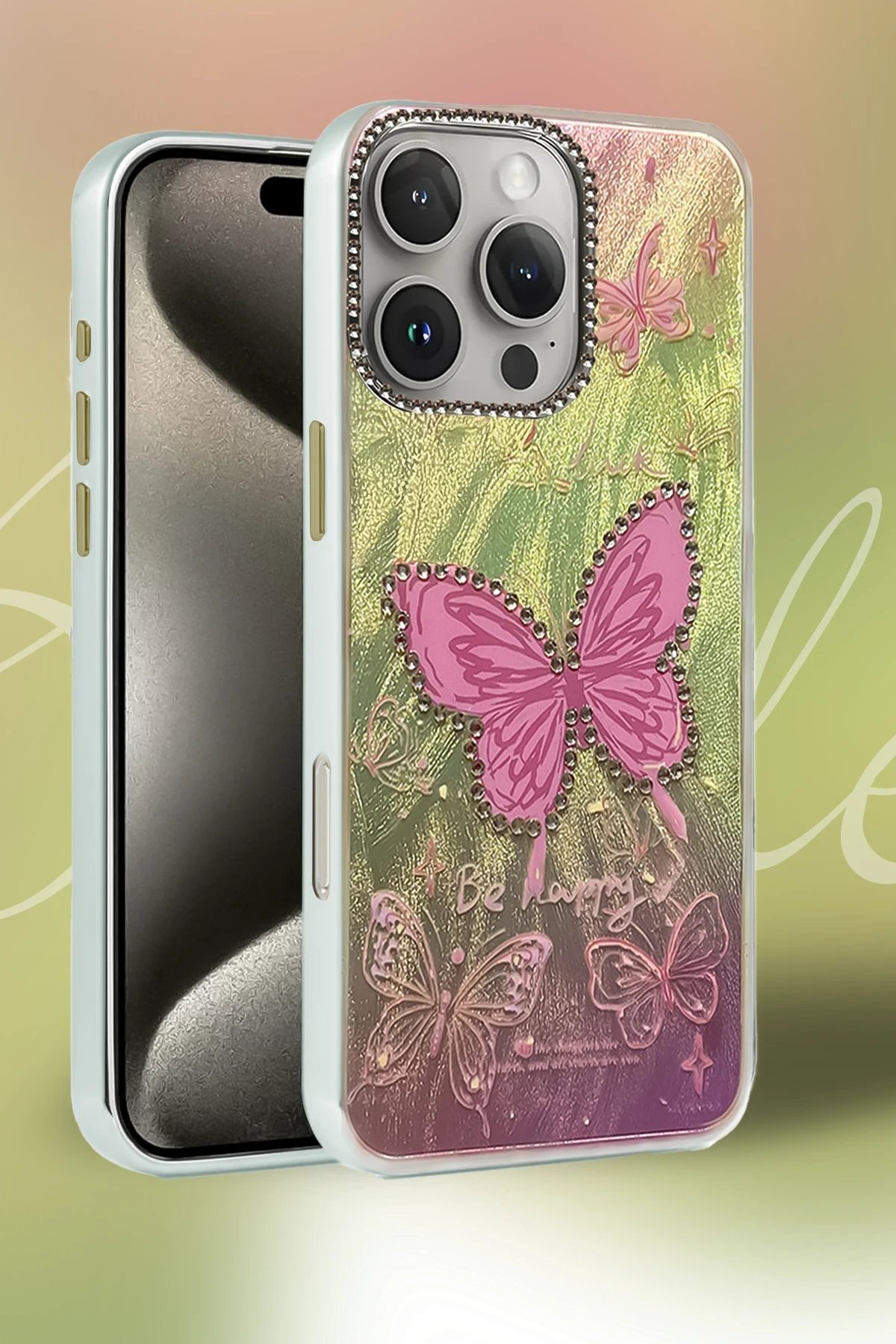 iPhone 16 Plus Kılıf Blade Aynalı Desenli Kapak - Desen 3-(5796)