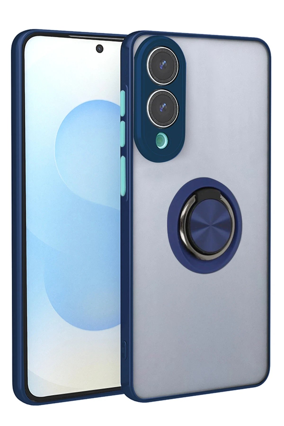 Samsung Galaxy S25 Edge Kılıf Montreal Yüzüklü Silikon Kapak - Lacivert-(5796)