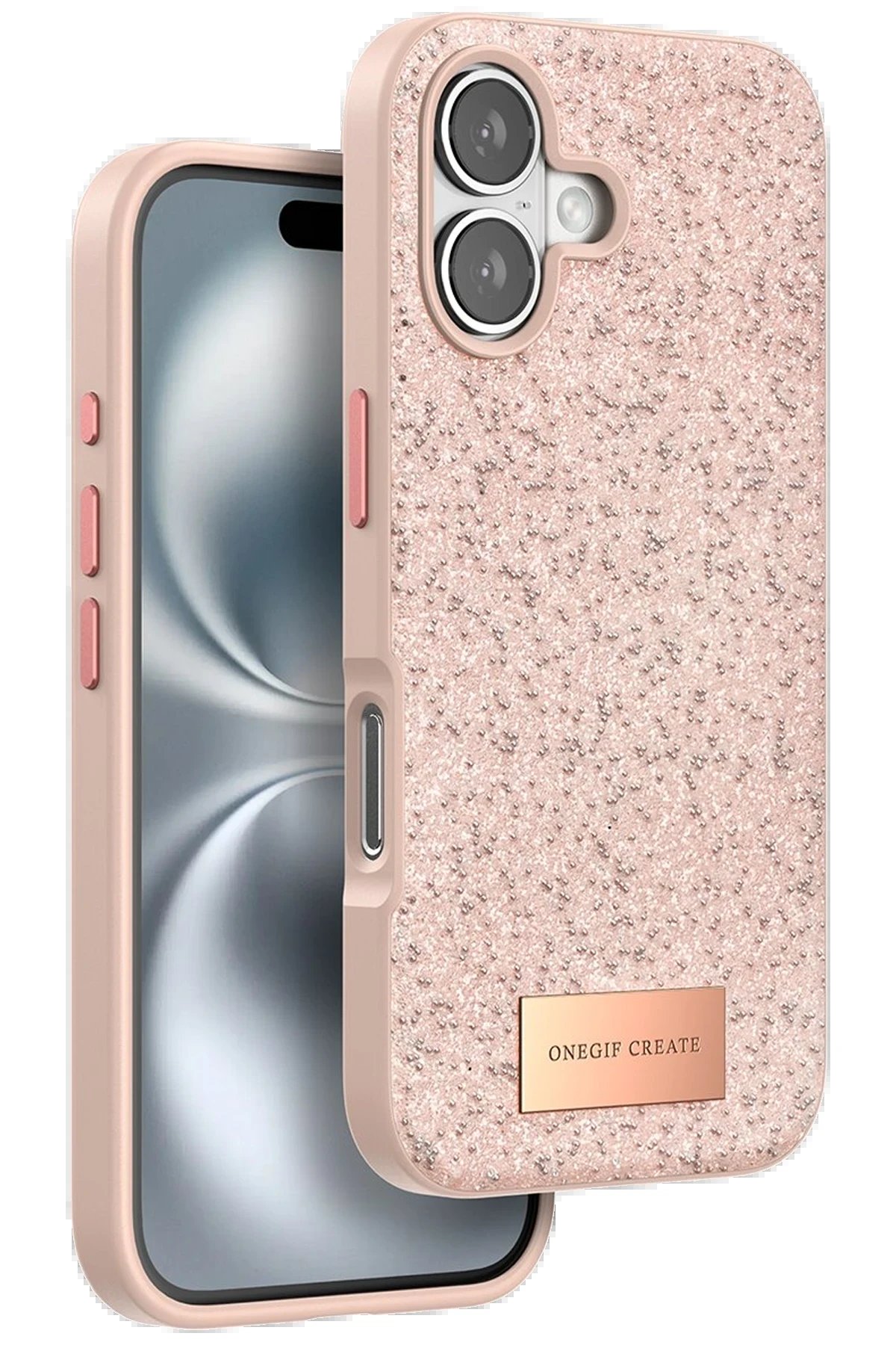 iPhone 16 Plus Bright Simli Kapak - Pembe-(5796)