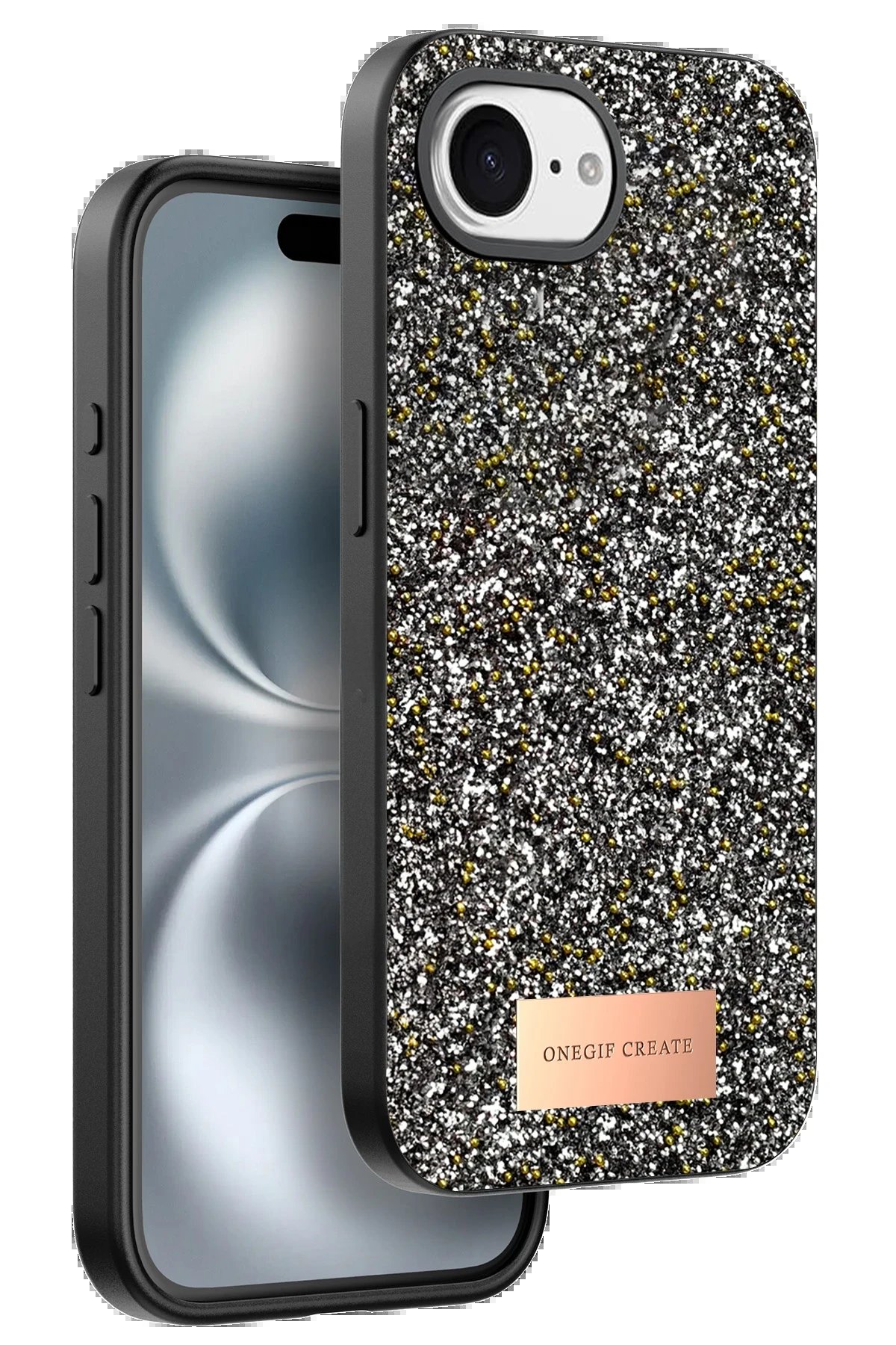Apple iPhone 16E Bright Simli Kapak - Gümüş-(5796)
