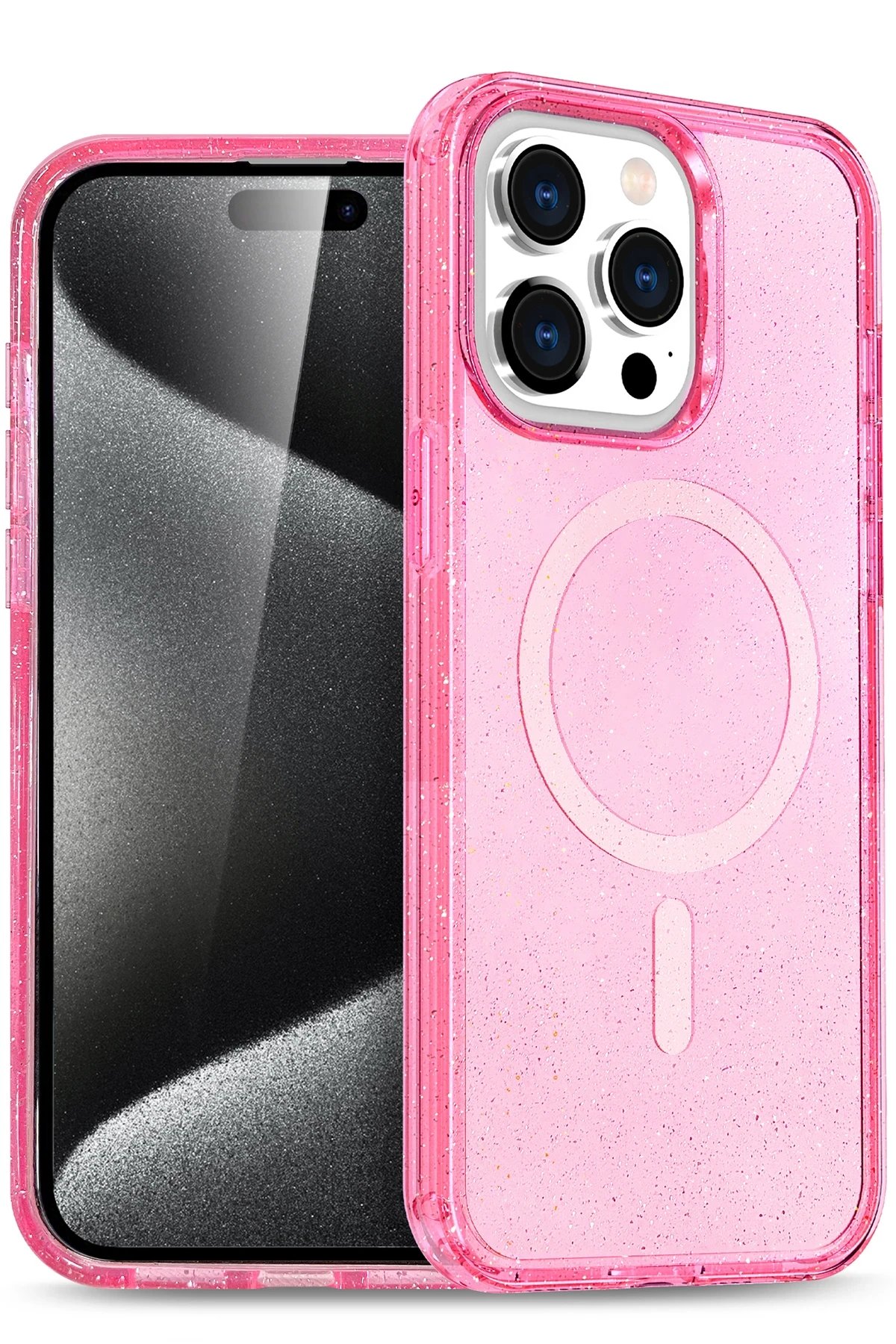 Apple iPhone 15 Pro Max Glow Magsafe Kapak - Pembe-(5796)