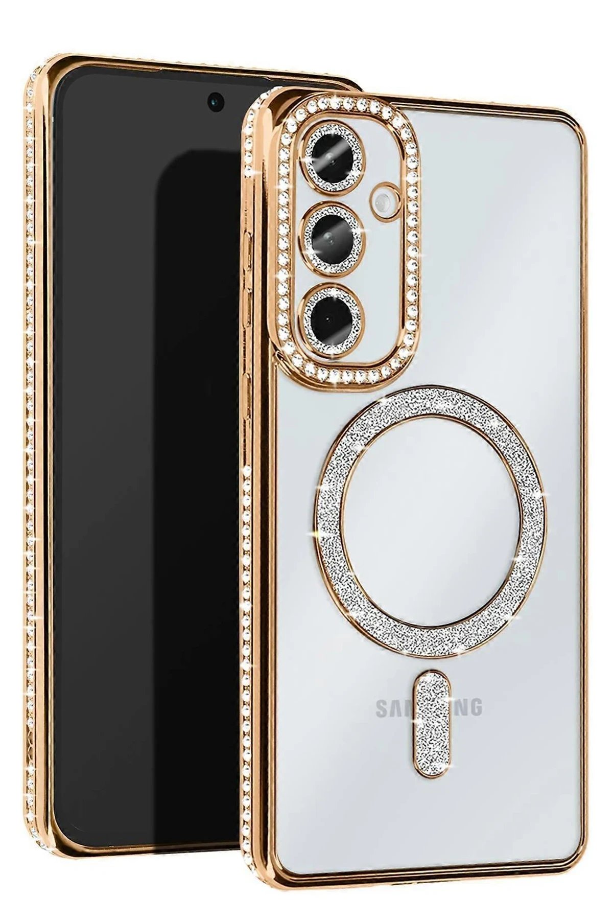 Samsung Galaxy S25 Edge Joke Simli Magneticsafe Kılıf - Gold-(5796)