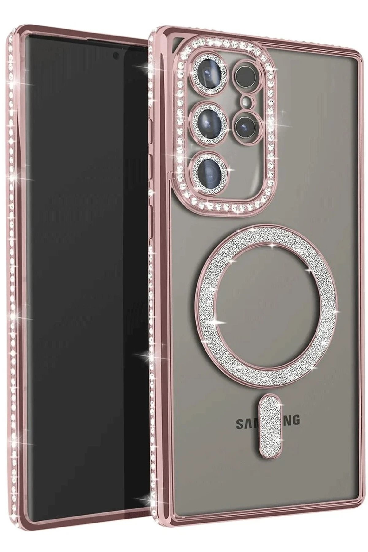 Samsung Galaxy S23 Ultra Joke Simli Magneticsafe Kılıf - Pembe-(5796)