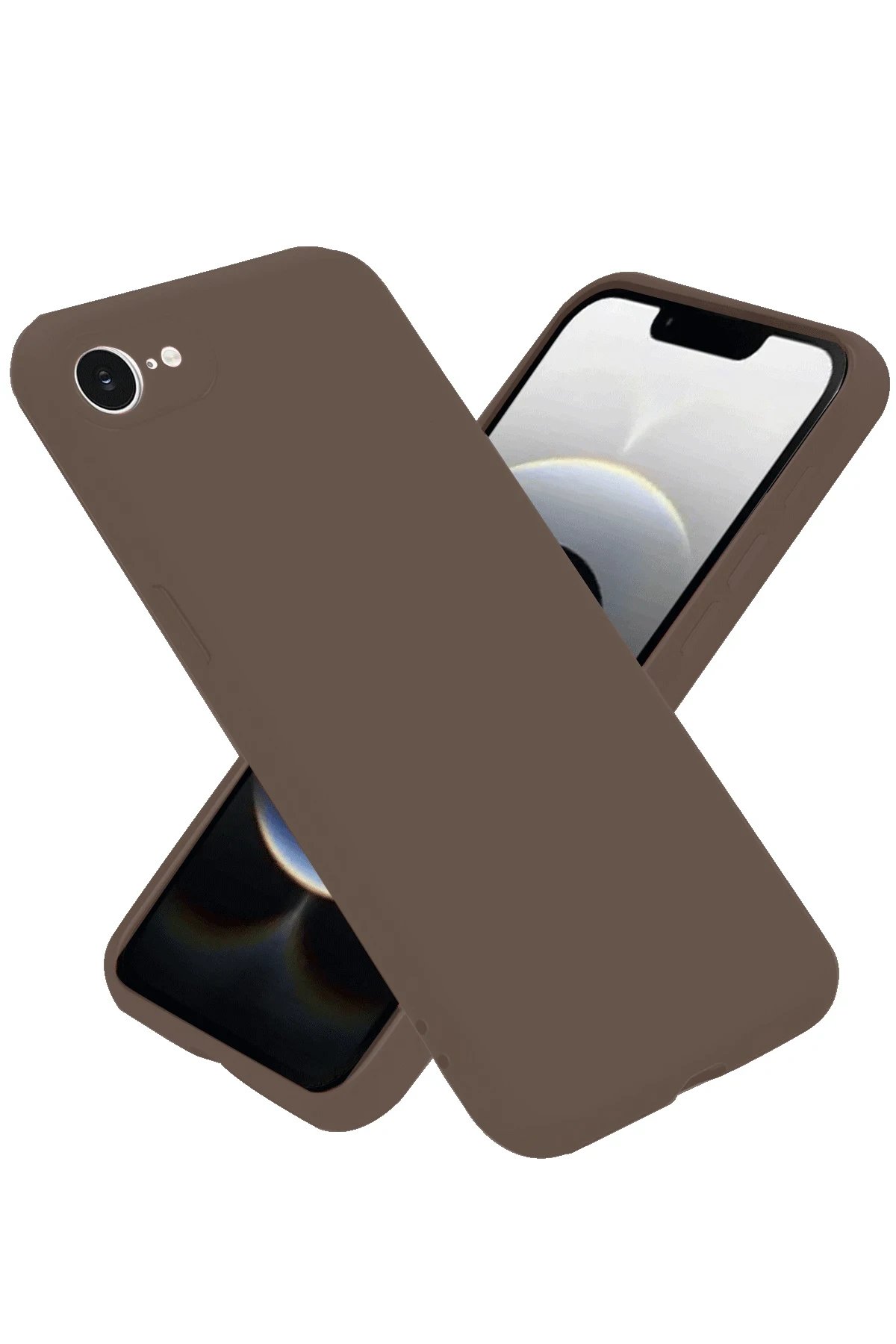 iPhone 16E Kılıf First Silikon - Kahverengi-(5796)