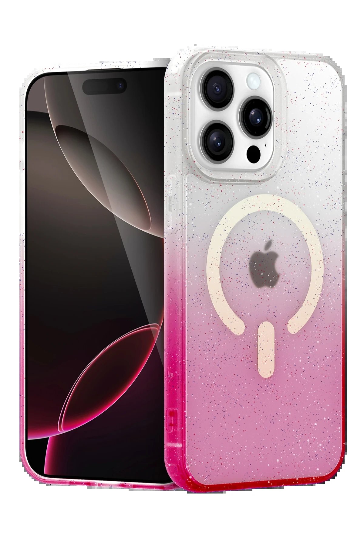 Apple iPhone 15 Pro Pummel Shiny Magsafe Kapak - Pembe-(5796)