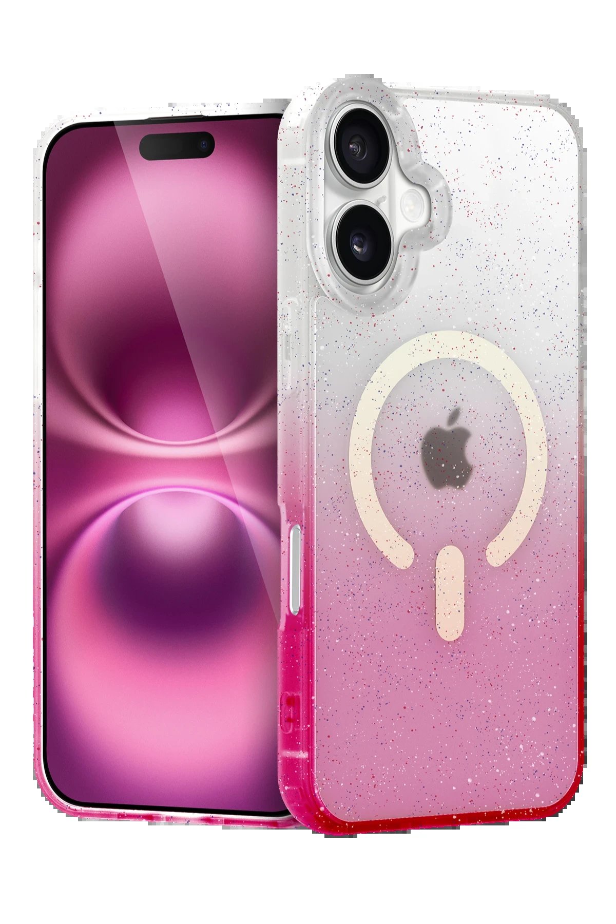 Apple iPhone 16 Plus Pummel Shiny Magsafe Kapak - Pembe-(5796)
