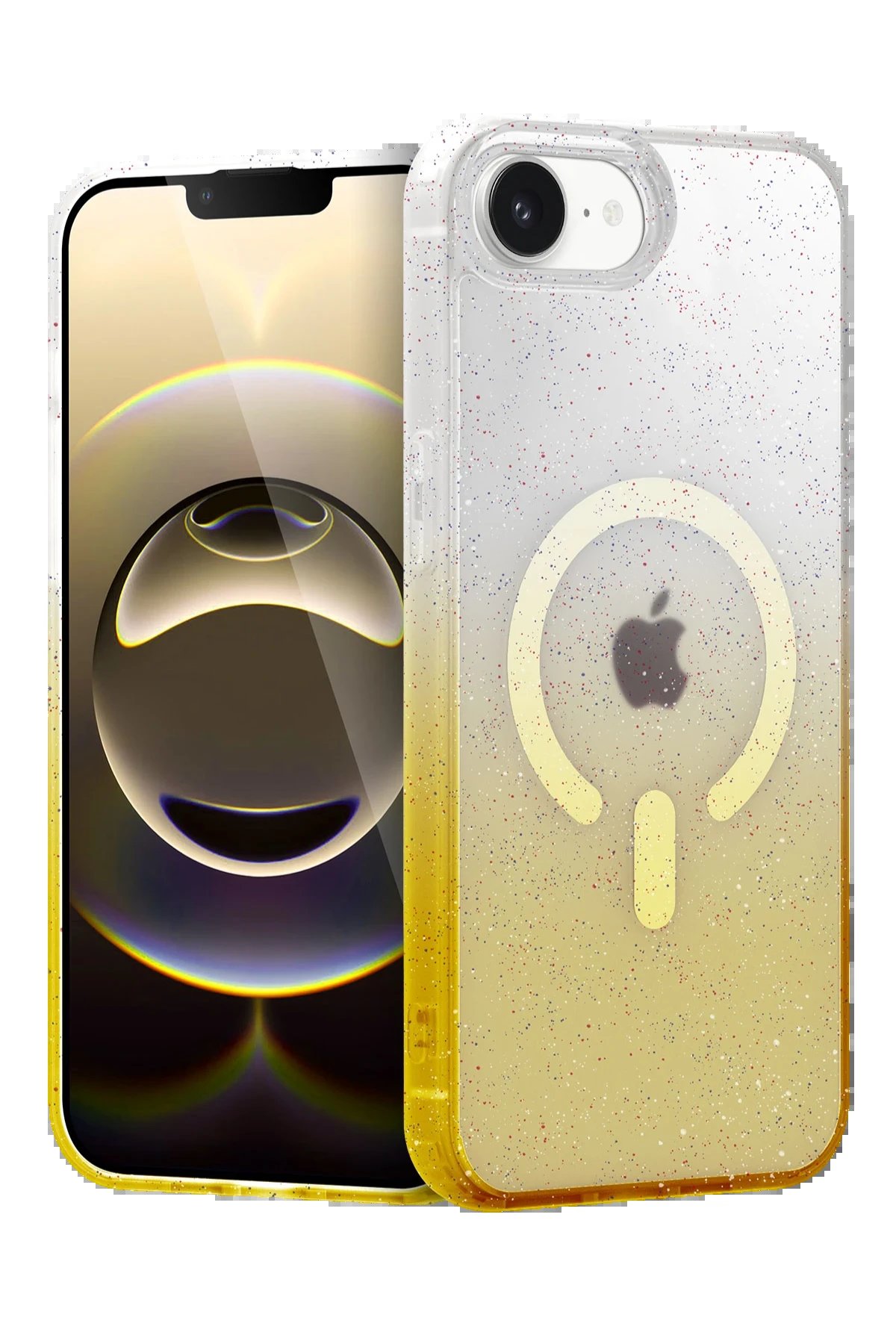 Apple iPhone 16E Pummel Shiny Magsafe Kapak - Gold-(5796)