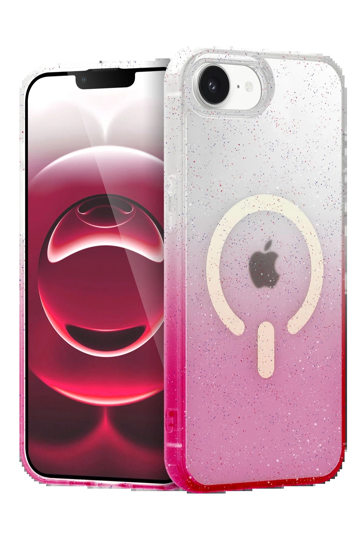 Apple iPhone 16E Pummel Shiny Magsafe Kapak - Pembe-(5796)