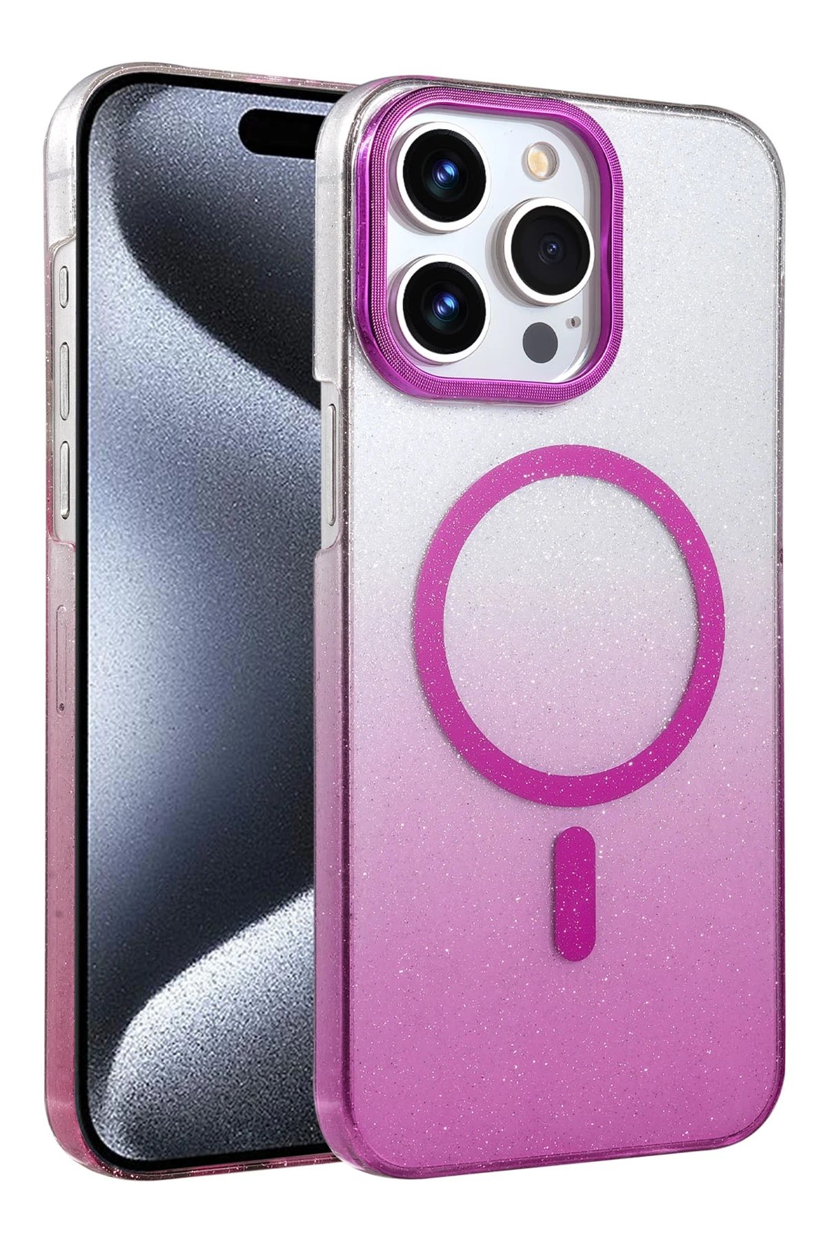 Apple iPhone 15 Pro Max Glossy Magsafe Kapak - Mor-(5796)