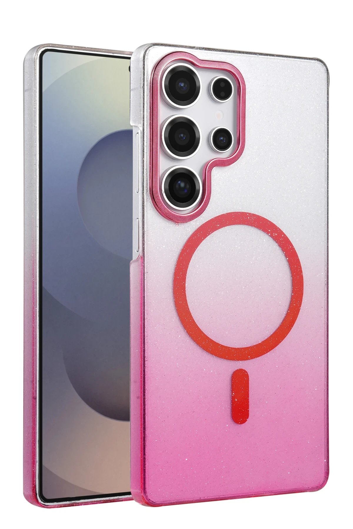 Samsung Galaxy S24 Ultra Glossy Magsafe Kapak - Pembe-(5796)