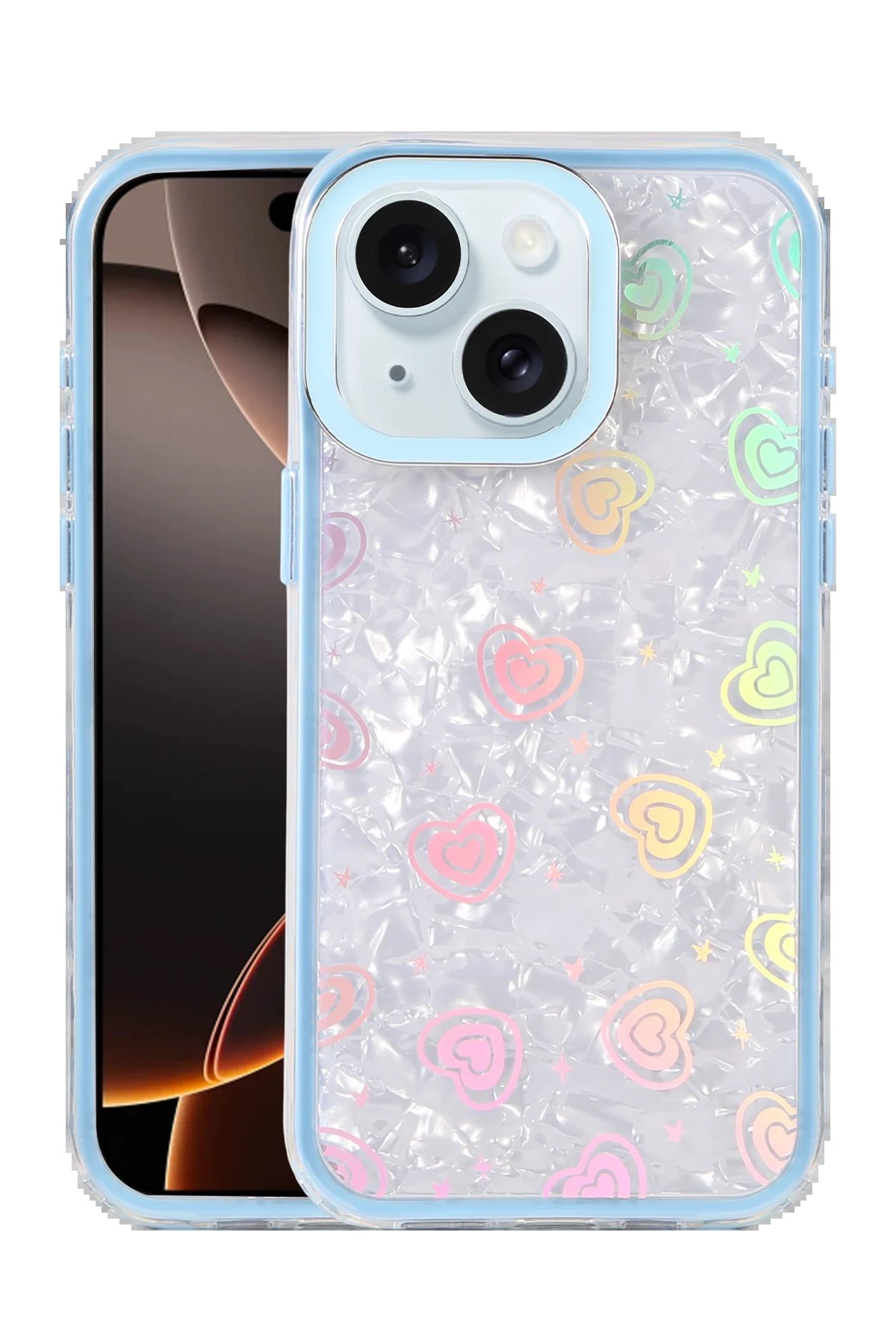 Apple iPhone 14 Lumi Desenli Kapak - Mavi-(5796)
