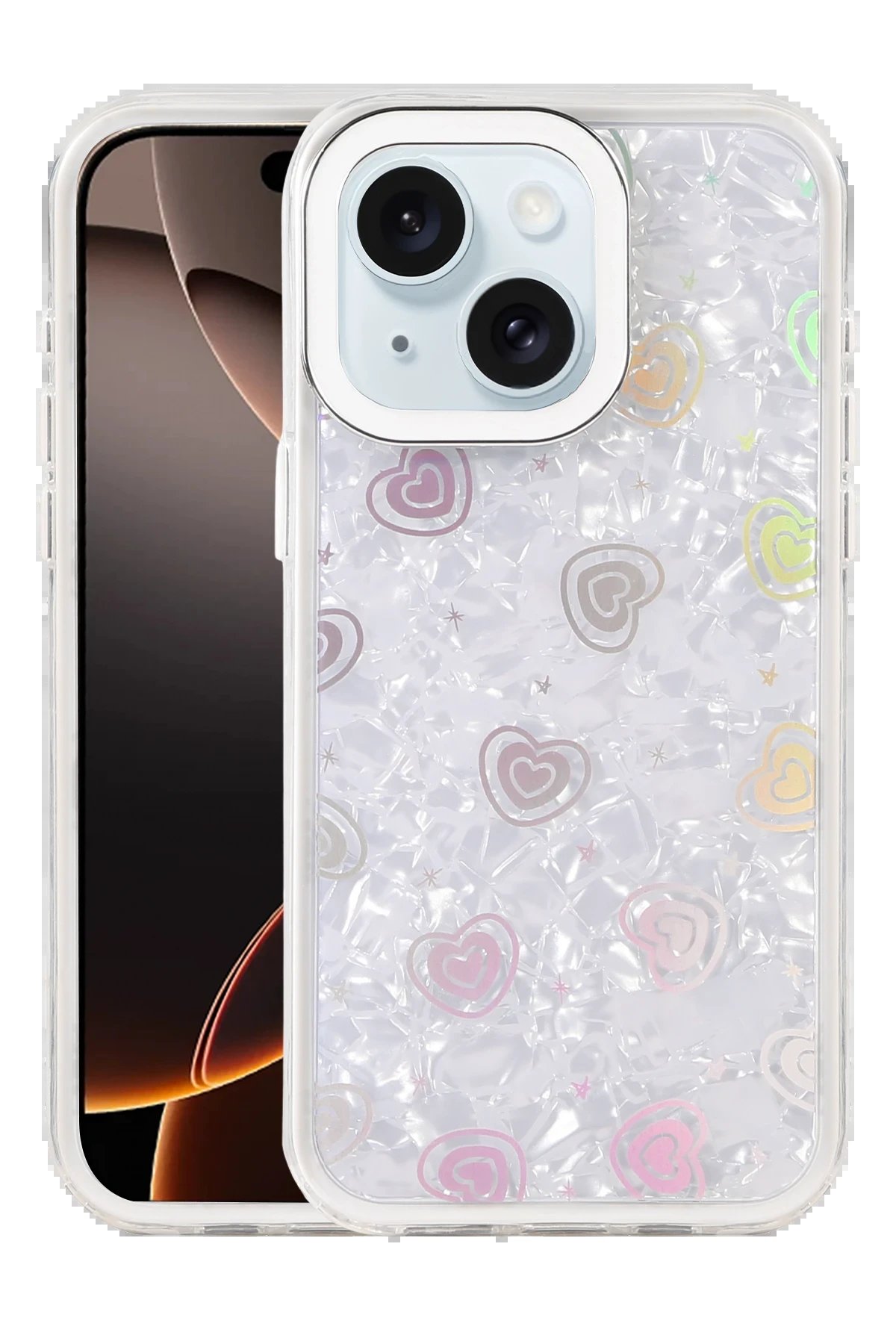 Apple iPhone 14 Lumi Desenli Kapak - Beyaz-(5796)