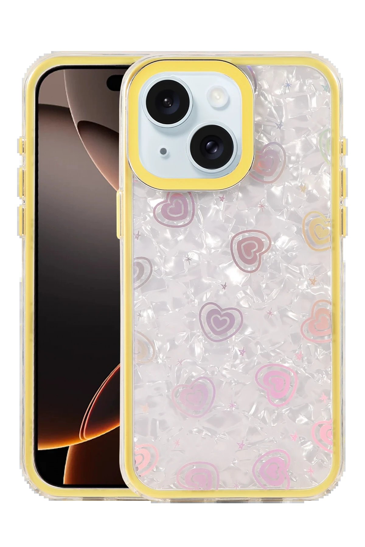 Apple iPhone 14 Lumi Desenli Kapak - Sarı-(5796)
