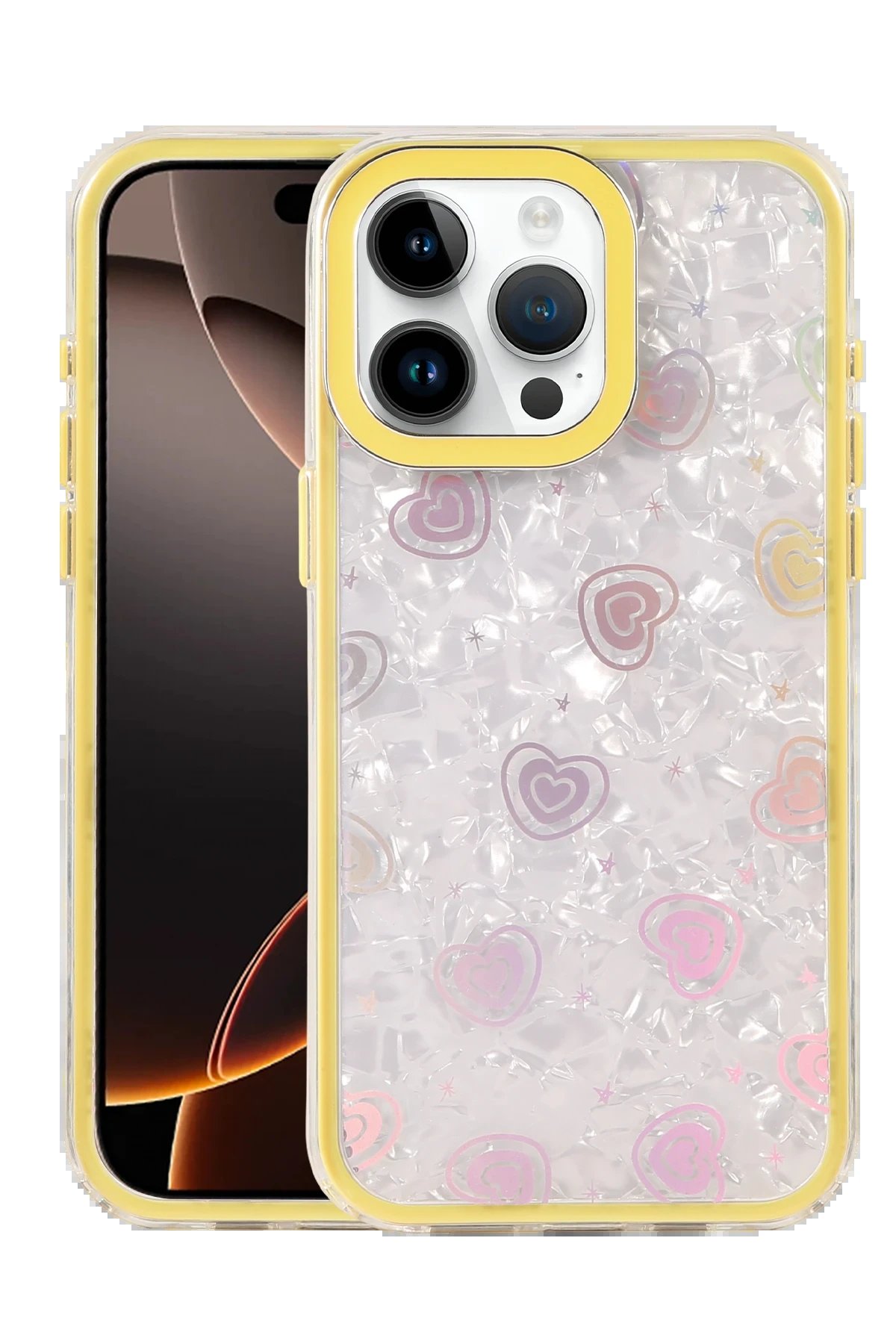 Apple iPhone 14 Pro Max Lumi Desenli Kapak - Sarı-(5796)