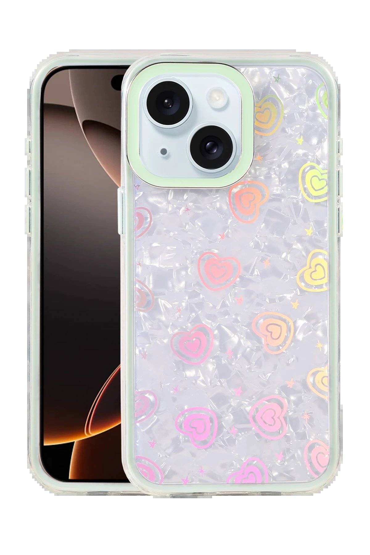 Apple iPhone 15 Lumi Desenli Kapak - Mavi-(5796)