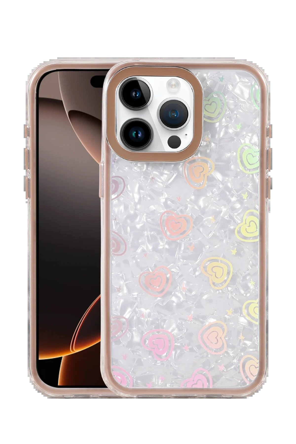 Apple iPhone 15 Pro Lumi Desenli Kapak - Çöl Titanyum-(5796)