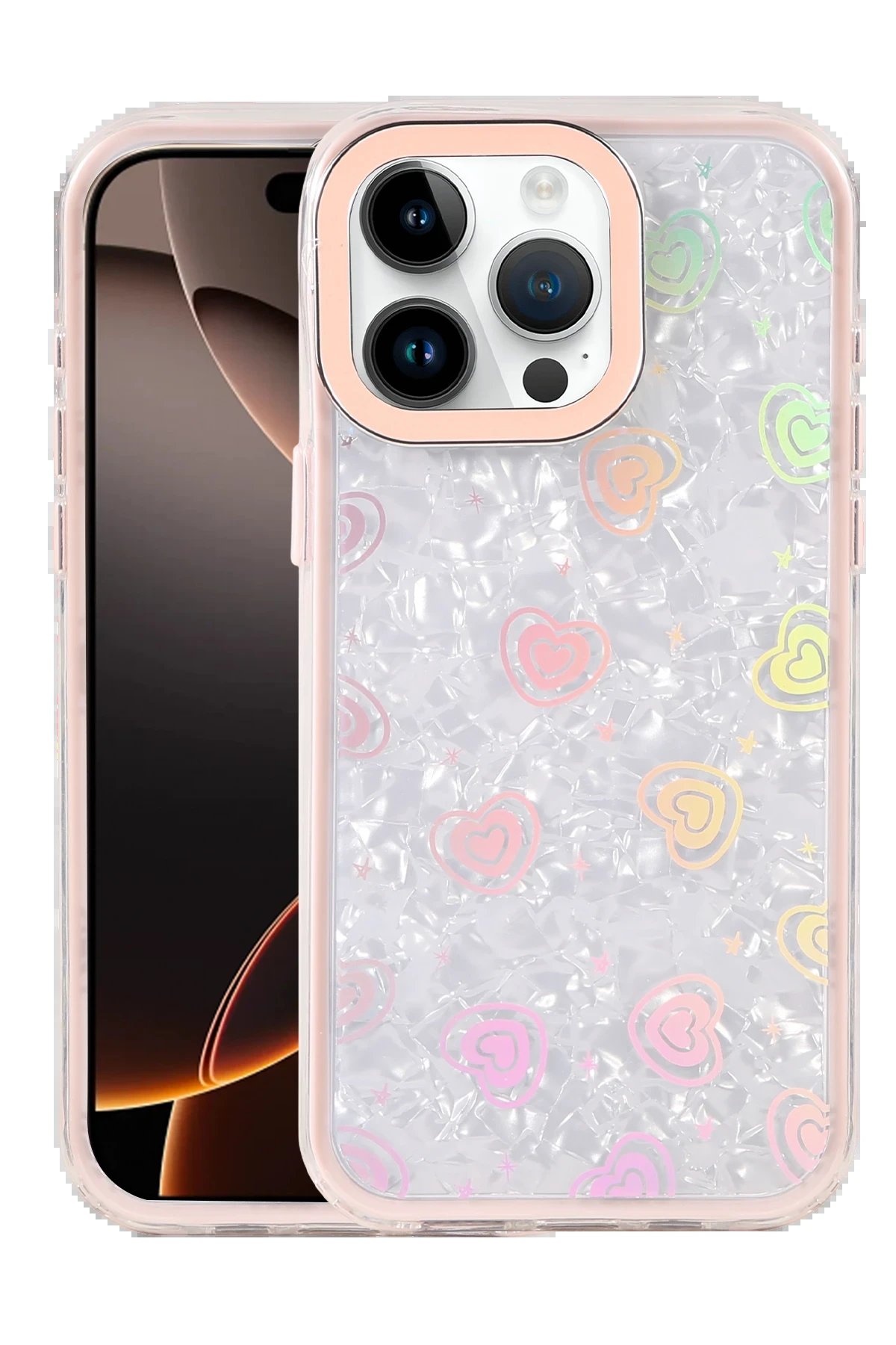 Apple iPhone 15 Pro Max Lumi Desenli Kapak - Pembe-(5796)