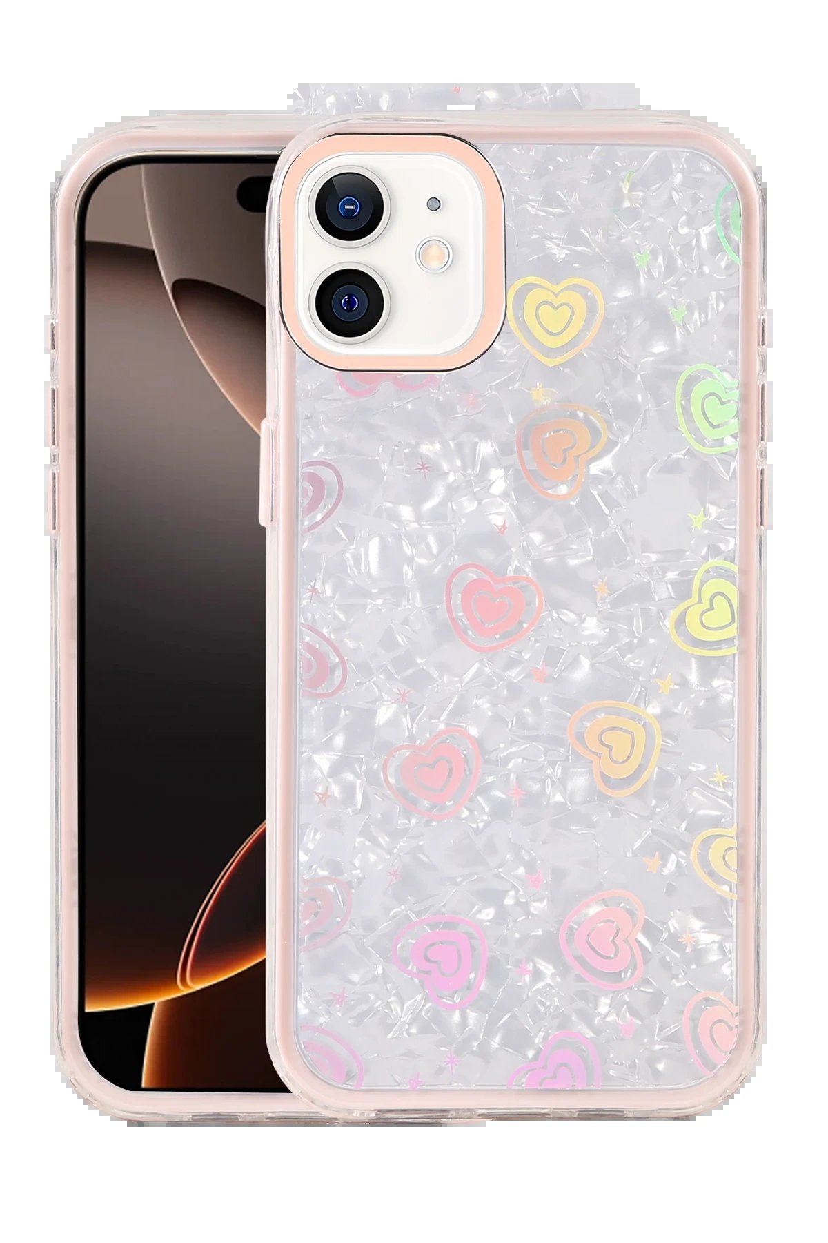 Apple iPhone 11 Lumi Desenli Kapak - Pembe-(5796)