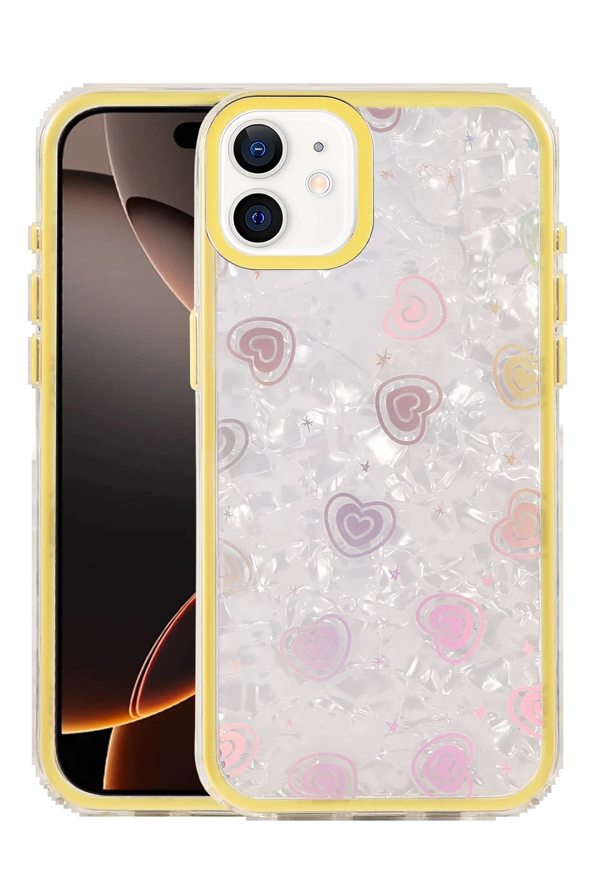 Apple iPhone 11 Lumi Desenli Kapak - Sarı-(5796)
