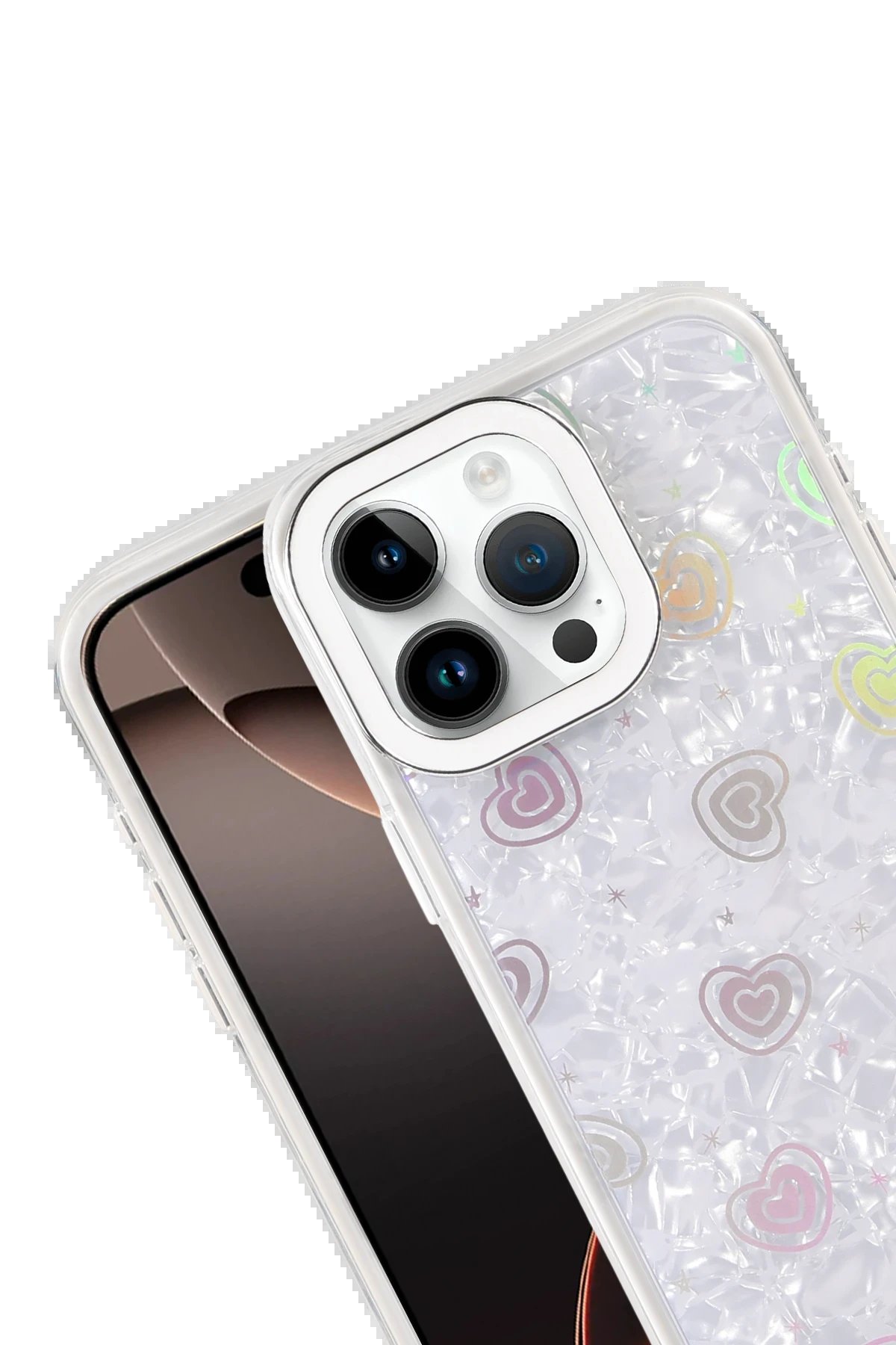 Apple iPhone 16 Lumi Desenli Kapak - Beyaz-(5796)