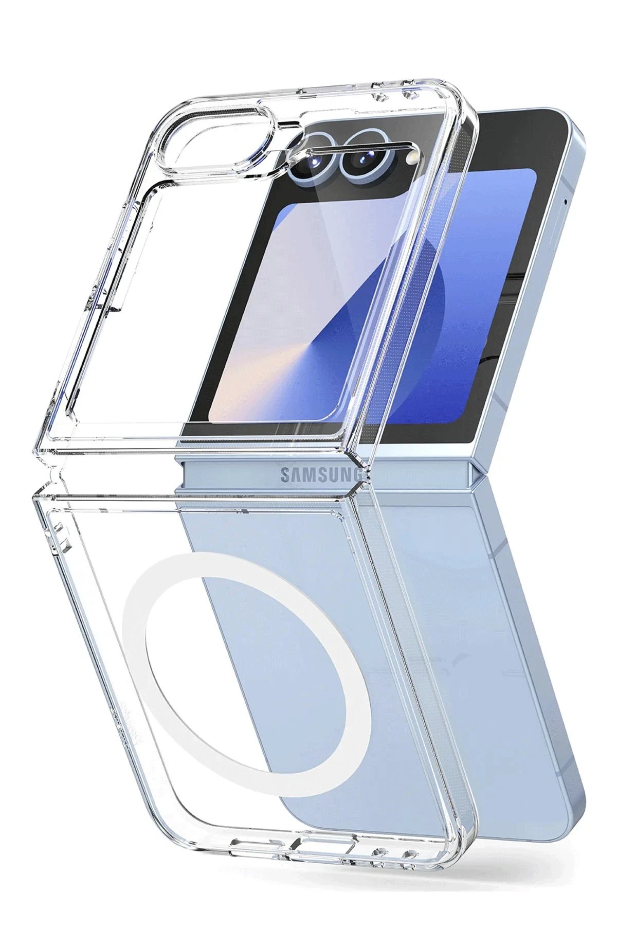 Samsung Galaxy Z Flip 7 Kılıf Magneticsafe Şeffaf Silikon - Şeffaf-(5796)