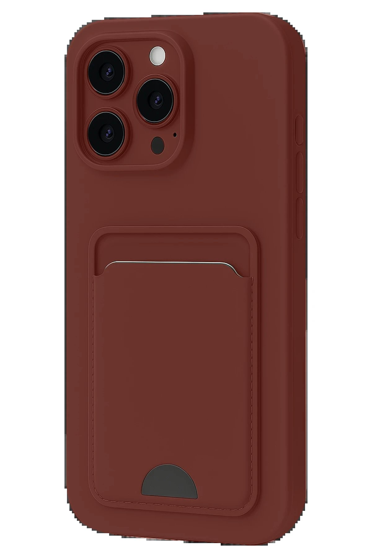 iPhone 16 Plus Kılıf Kelvin Kartvizitli Silikon - Bordo-(5796)