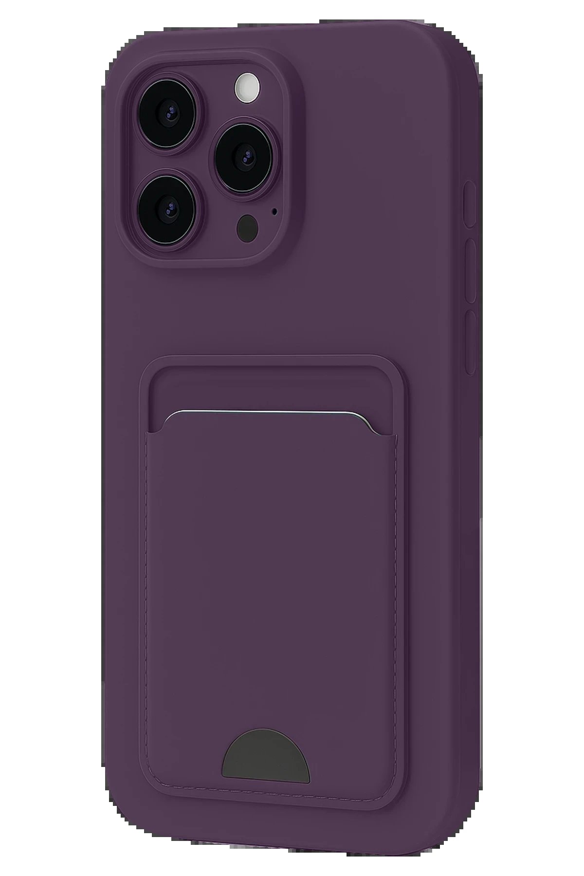 iPhone 16 Pro Kılıf Kelvin Kartvizitli Silikon - Derin Mor-(5796)
